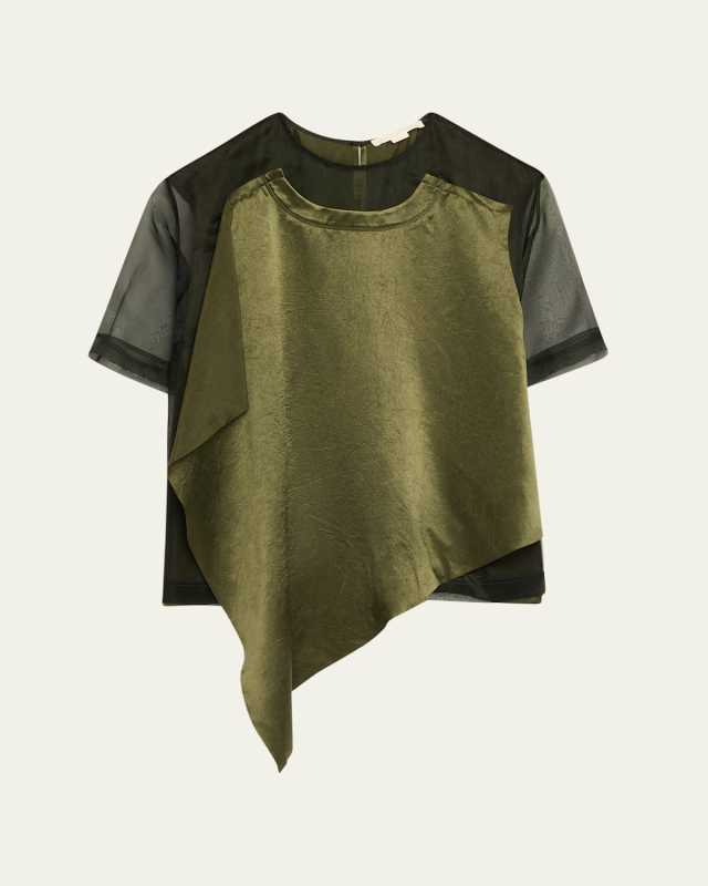 Organza And Crinkled Satin T-Shirt